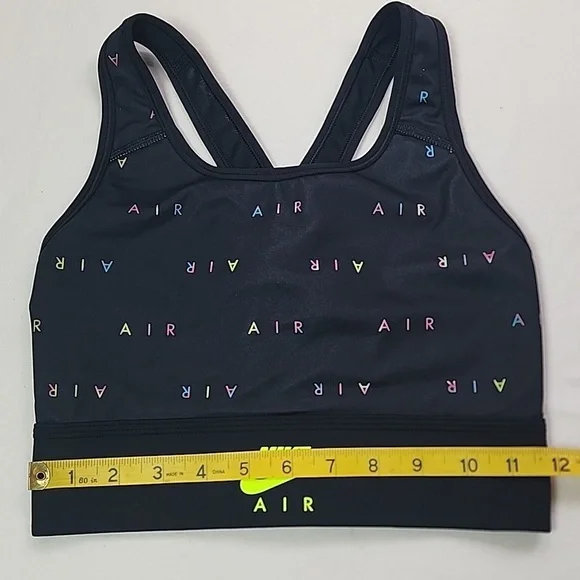 Nike Black Sports Bra with Neon Accents Size Small Featuring AIR Print - Picture 6 of 7